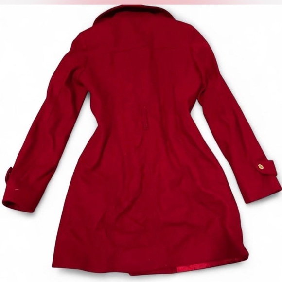 Michael Kors Red Trench Coat with Gold Accents - Picture 2 of 7
